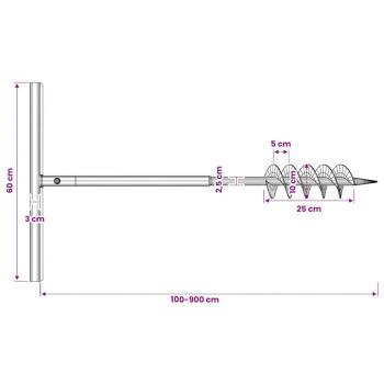 Erdbohrer mit Griff 100 mm Verlängerungsrohr 9 m