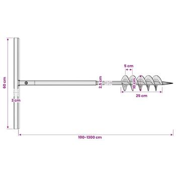 Erdbohrer mit Griff 100 mm Verlängerungsrohr 13 m
