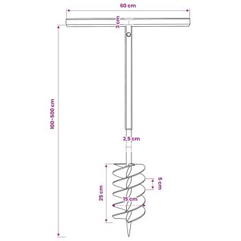 Erdbohrer mit Griff 150 mm Verlängerungsrohr 5 m