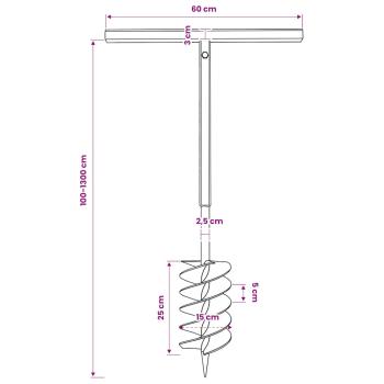 Erdbohrer mit Griff 150 mm Verlängerungsrohr 13 m