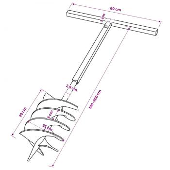 Erdbohrer mit Griff 200 mm Verlängerungsrohr 9 m