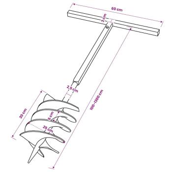 Erdbohrer mit Griff 200 mm Verlängerungsrohr 13m