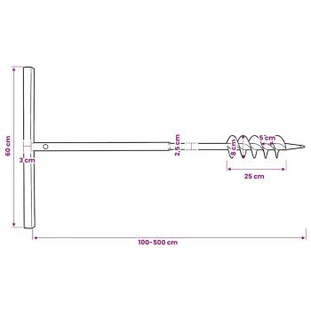 Erdbohrer mit Griff 80 mm Verlängerungsrohr 5 m