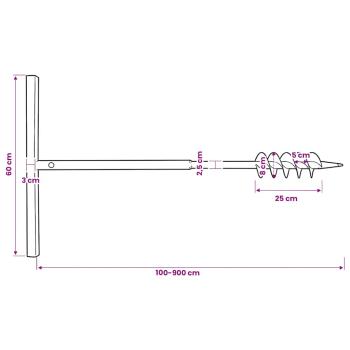 Erdbohrer mit Griff 80 mm Verlängerungsrohr 9 m