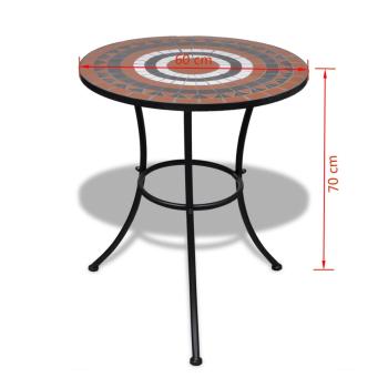 3-tlg. Bistro-Set Keramik Terrakotta und Weiß