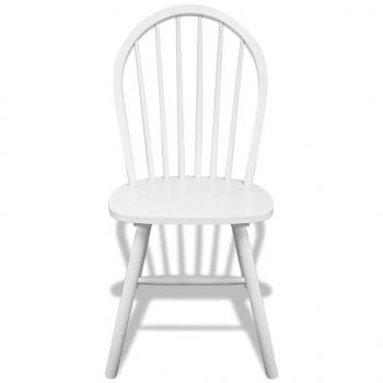 Esszimmerstühle 6 Stk. Weiß Gummibaum Massivholz