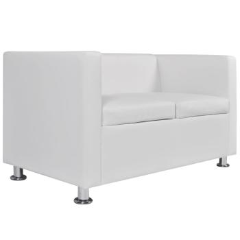 Sofa-Set Kunstleder 3-Sitzer + 2-Sitzer Weiß