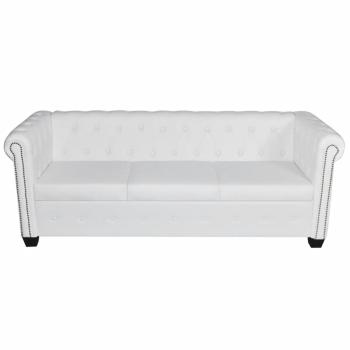   Chesterfield-Sofas 2-Sitzer und 3-Sitzer Kunstleder Weiß 