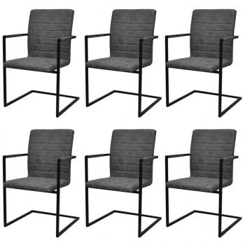 ARDEBO.de - Freischwinger 6 Stk. Grau Kunstleder