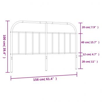 Kopfteil Metall Schwarz 150 cm