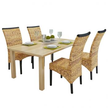 ARDEBO.de - Esszimmerstühle 4 Stk. Abaca und Mango Massivholz 