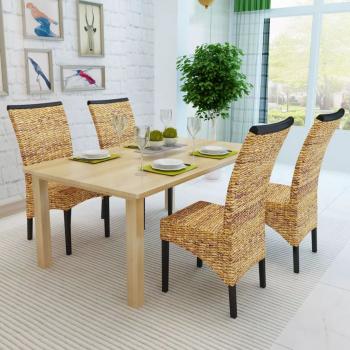 Esszimmerstühle 4 Stk. Abaca und Mango Massivholz 