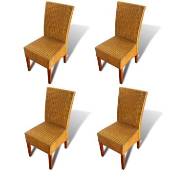 ARDEBO.de - Esszimmerstühle 4 Stk. Braun Natur Rattan