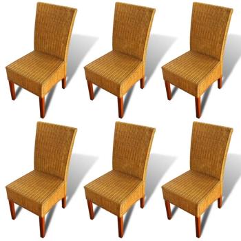ARDEBO.de - Esszimmerstühle 6 Stk. Natur Rattan Braun 