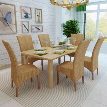 Esszimmerstühle 6 Stk. Natur Rattan Braun 
