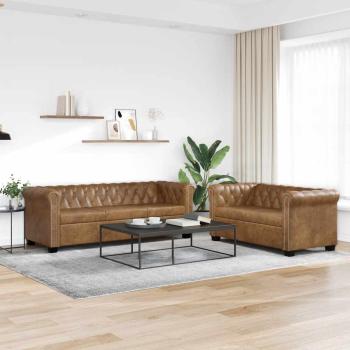 Chesterfield-Sofas 2-Sitzer und 3-Sitzer Braun