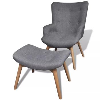 ARDEBO.de - Sessel mit Fußhocker Grau Stoff
