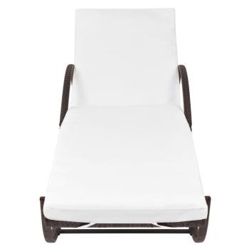 Sonnenliegen 2 Stk. mit Tisch Poly Rattan Braun