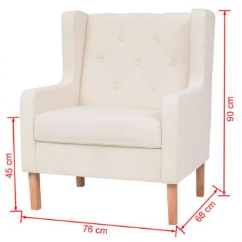 2-tlg. Sofa-Set Stoff Cremeweiß