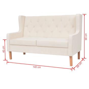 3-tlg. Sofa-Set Stoff Cremeweiß