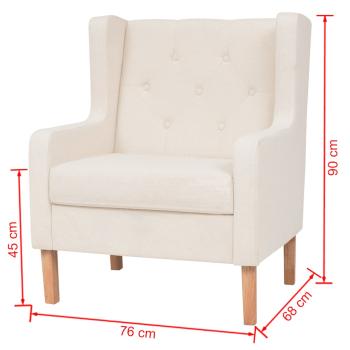 3-tlg. Sofa-Set Stoff Cremeweiß