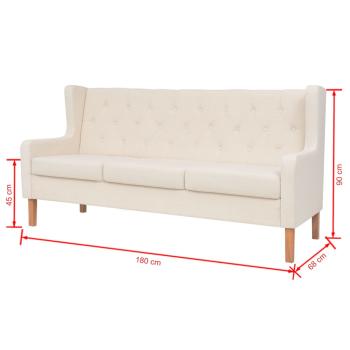 3-tlg. Sofa-Set Stoff Cremeweiß