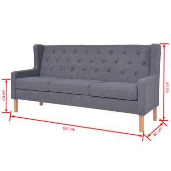3-tlg. Sofa-Set Stoff Grau