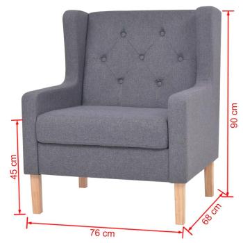 3-tlg. Sofa-Set Stoff Grau