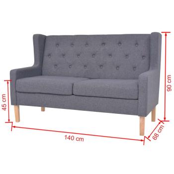 3-tlg. Sofa-Set Stoff Grau