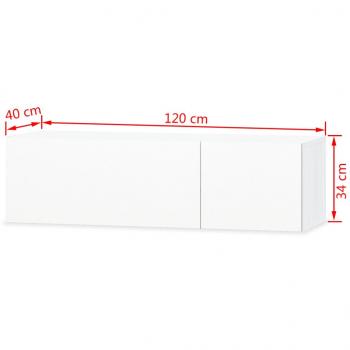TV-Schränke 2 Stk. Holzwerkstoff 120x40x34 cm Hochglanz Weiß