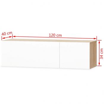 TV-Schränke 2 Stk. 120x40x34cm Hochglanz-Weiß Eiche