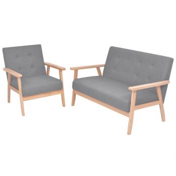 ARDEBO.de - Sofa-Set 2-tlg. Stoff Hellgrau