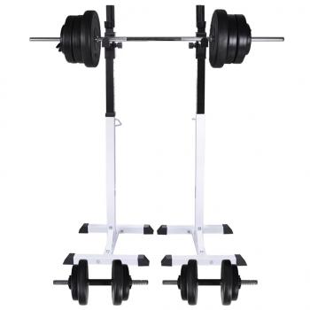 ARDEBO.de - Kniebeugen-/Langhantelständer mit Hantel-Set 60,5 kg