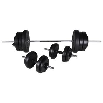 Kraftturm zur Wandmontage mit Lang- und Kurzhantel-Set 60,5 kg
