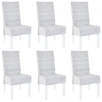ARDEBO.de - Esszimmerstühle 6 Stk. Hellbraun Kubu Rattan und Mangoholz 
