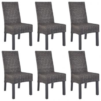 ARDEBO.de - Esszimmerstühle 6 Stk. Braun Kubu Rattan und Mangoholz 