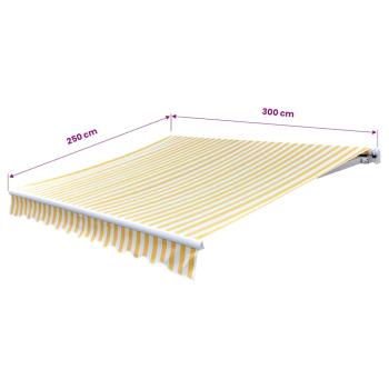 Gelenkarmmarkise Handbetrieben 300 cm Gelb/Weiß