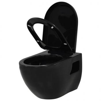 Hänge-Toilette mit Einbau-Spülkasten Keramik Schwarz