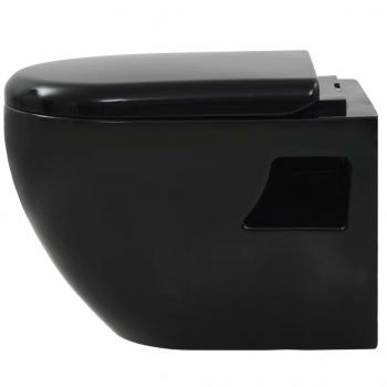 Hänge-Toilette mit Einbau-Spülkasten Keramik Schwarz