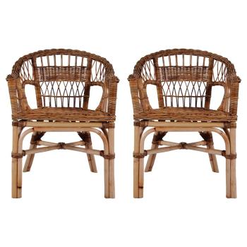 Gartenstühle 2 Stk. Natürliches Rattan Braun