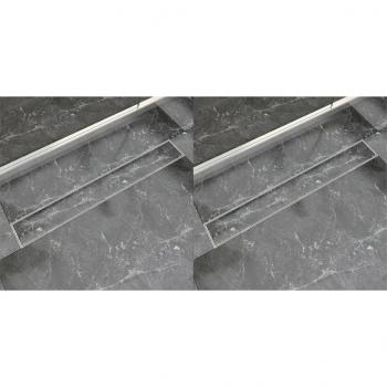 ARDEBO.de - Lineare Duschrinnen 2 Stk. 830 x 140 mm Edelstahl