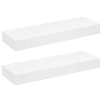Wandregal Hängeregal mit Schubladen 2 Stk. Weiß 80 cm 
