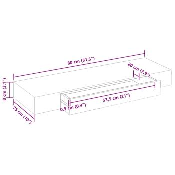 Wandregal Hängeregal mit Schubladen 2 Stk. Weiß 80 cm 