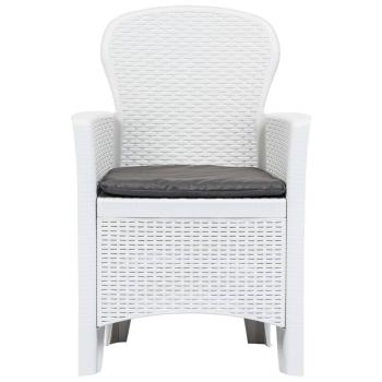 5-tlg. Garten-Essgruppe Kunststoff Weiß Rattan-Optik