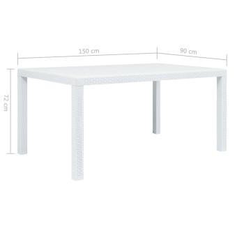 7-tlg. Garten-Essgruppe Kunststoff Weiß Rattan-Optik
