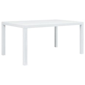 7-tlg. Garten-Essgruppe Kunststoff Weiß Rattan-Optik