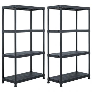 ARDEBO.de - Lagerregale 2 Stk. Schwarz 60 x 30 x 138 cm Kunststoff