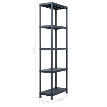 Lagerregale 2 Stk. Schwarz 125 kg 60 x 30 x 180 cm Kunststoff