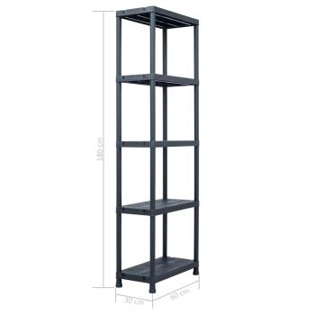 Lagerregale 2 Stk. Schwarz 125 kg 60 x 30 x 180 cm Kunststoff
