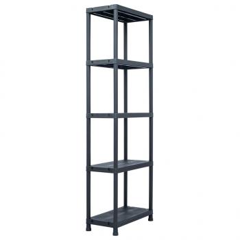 Lagerregale 5 Stk. Schwarz 125 kg 60 x 30 x 180 cm Kunststoff